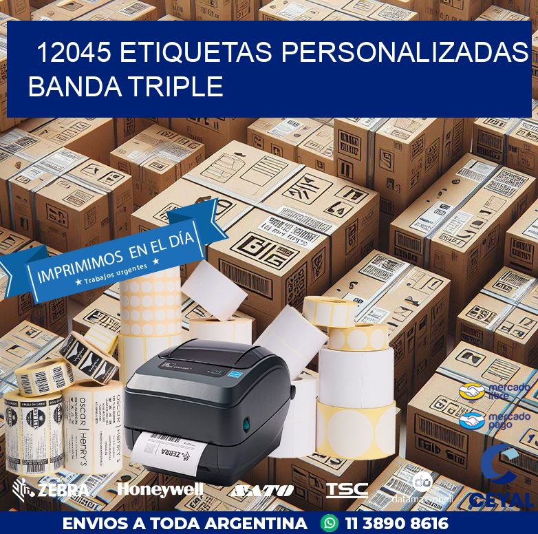 12045 Etiquetas personalizadas banda triple