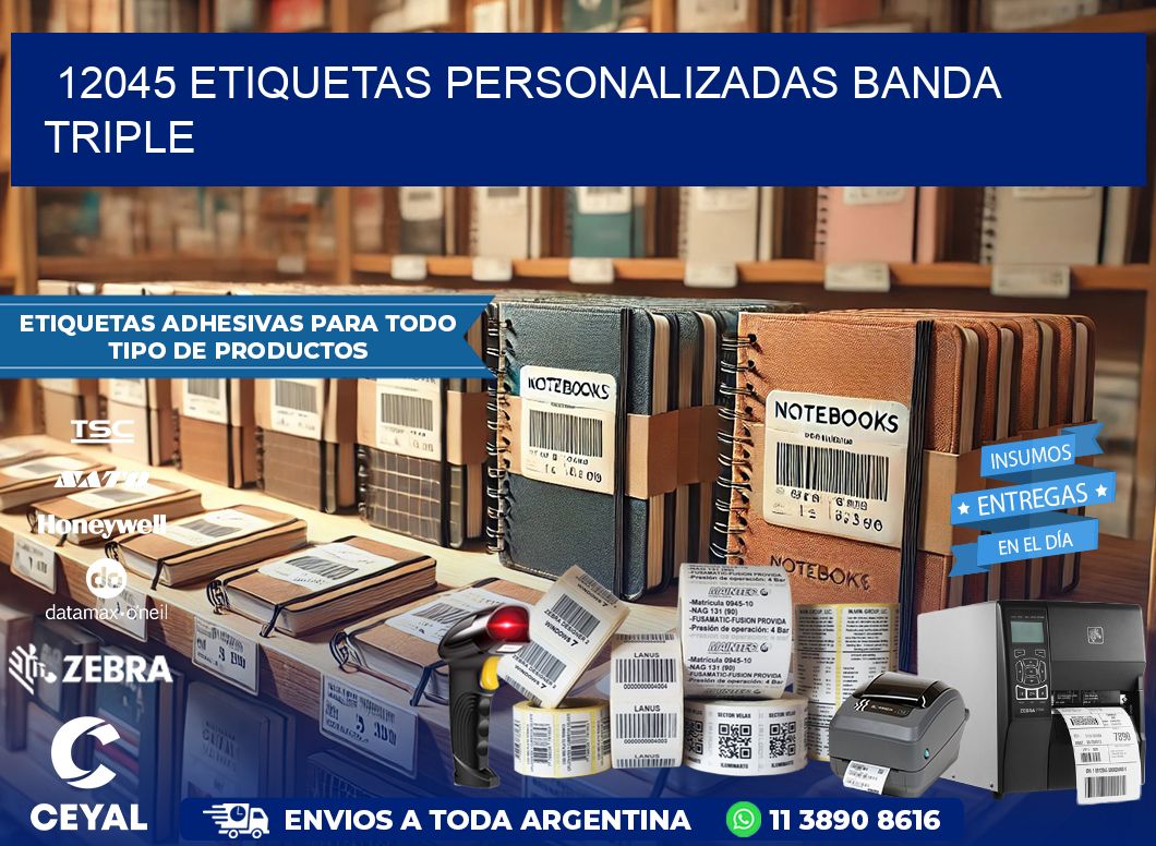 12045 Etiquetas personalizadas banda triple
