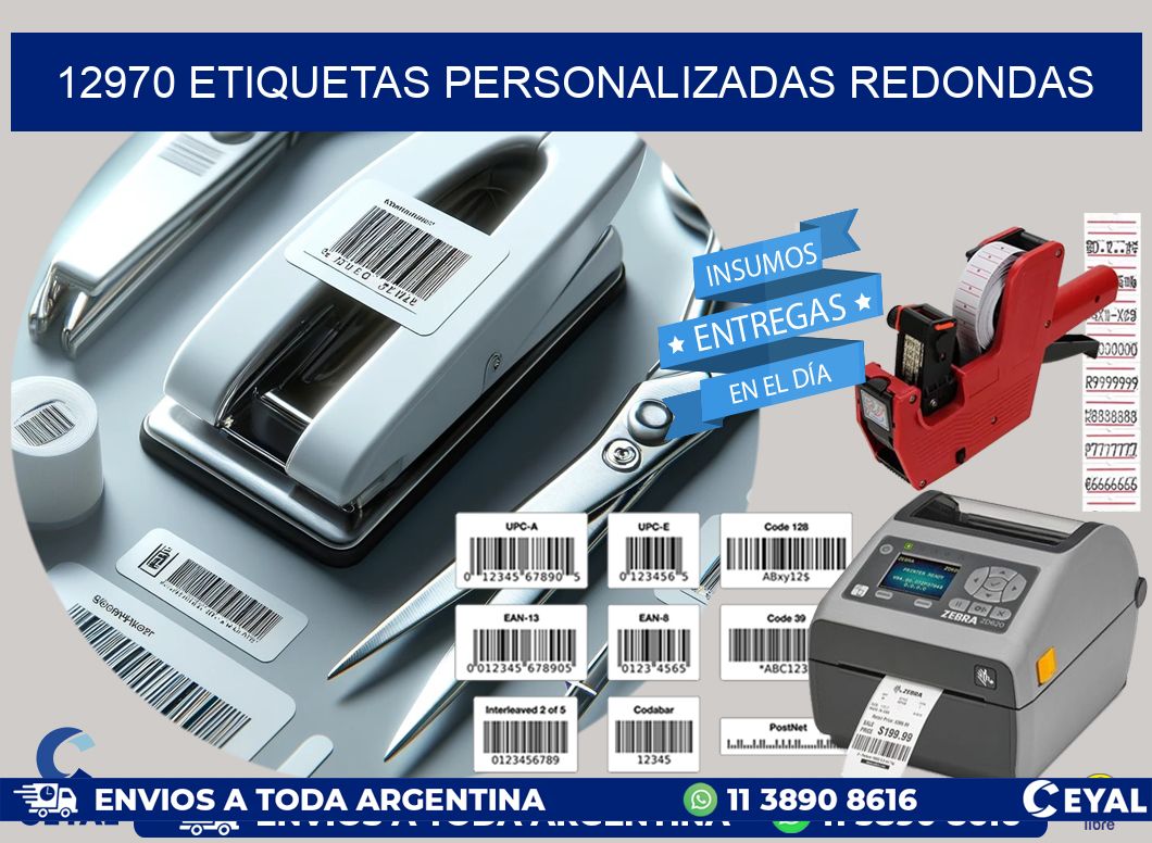 12970 Etiquetas personalizadas redondas