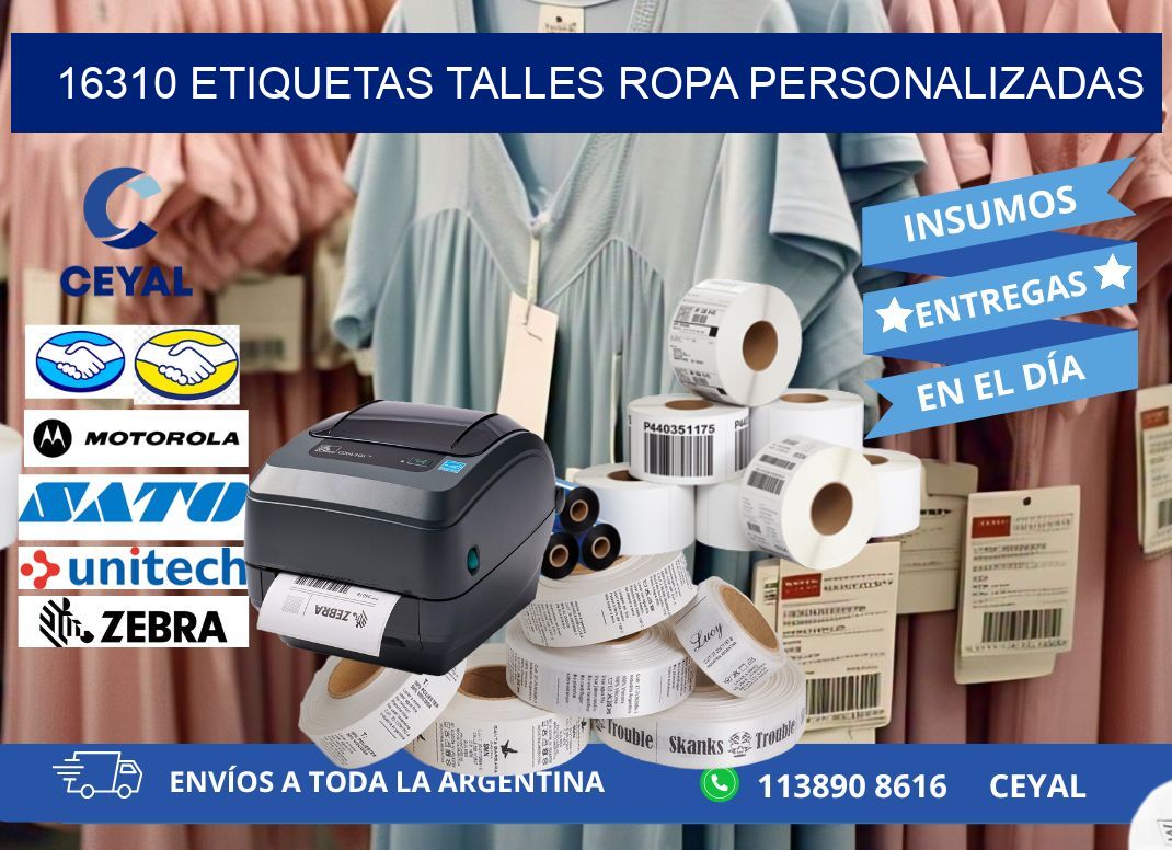 16310 ETIQUETAS TALLES ROPA PERSONALIZADAS
