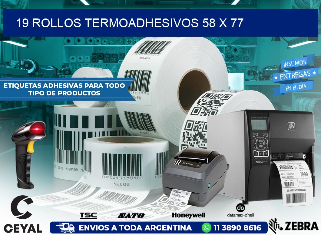 19 ROLLOS TERMOADHESIVOS 58 x 77