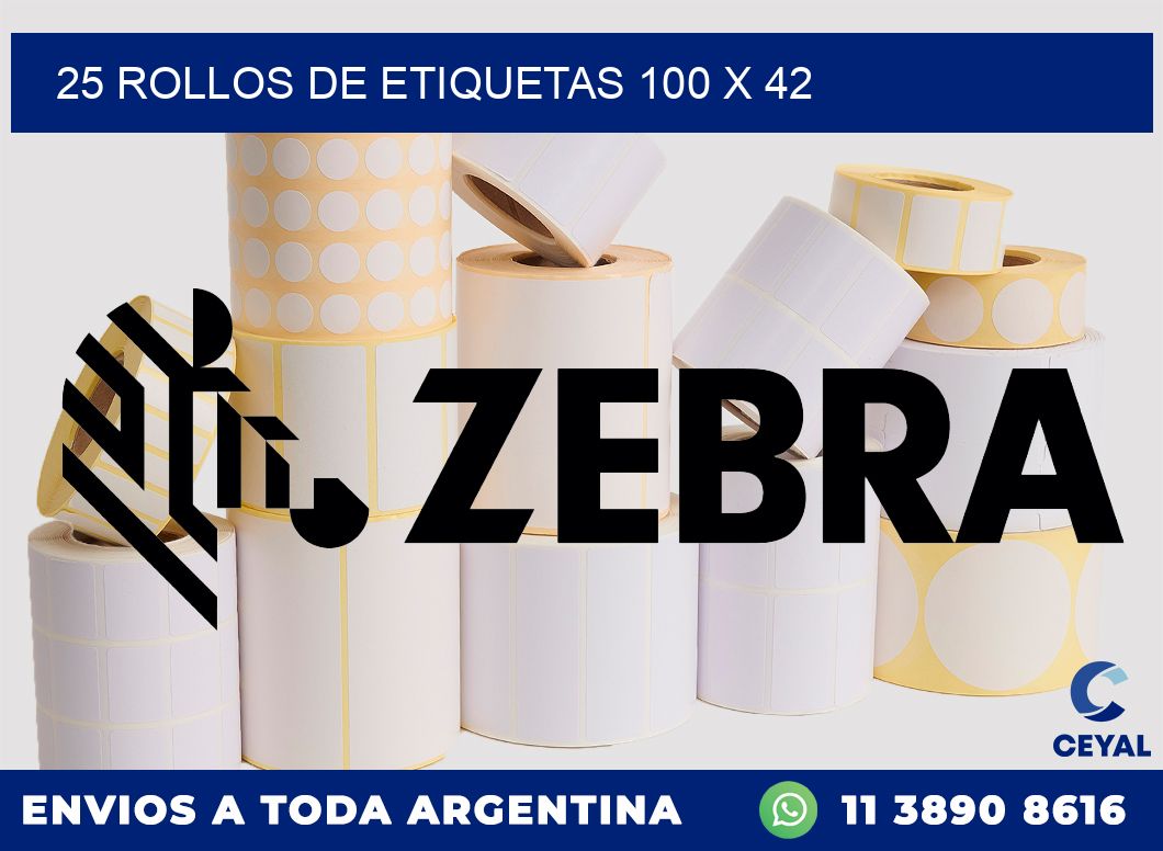 25 ROLLOS DE ETIQUETAS 100 x 42