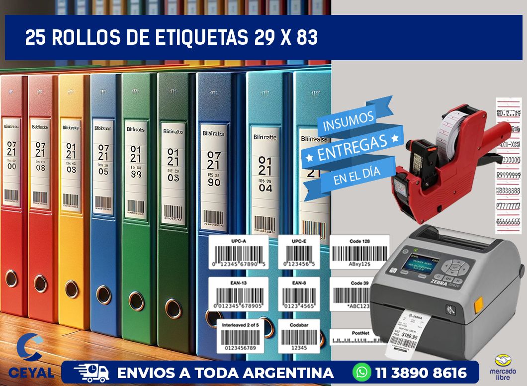 25 ROLLOS DE ETIQUETAS 29 x 83