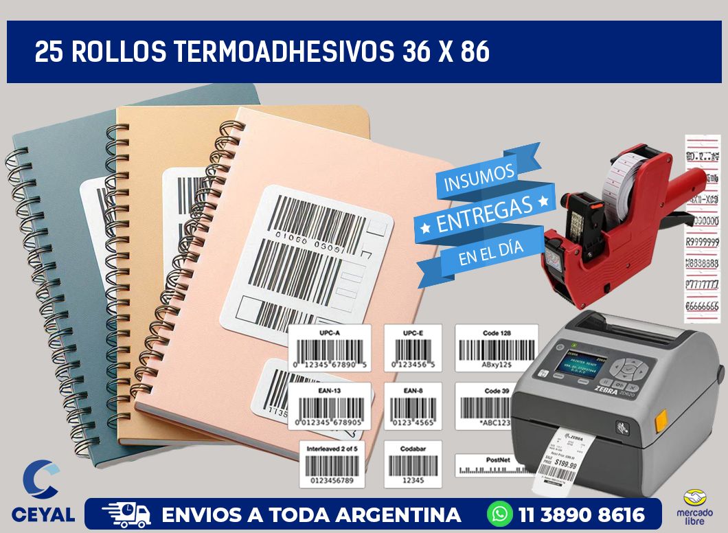 25 ROLLOS TERMOADHESIVOS 36 x 86