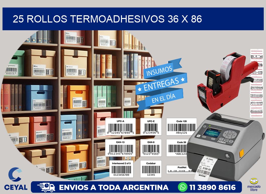 25 ROLLOS TERMOADHESIVOS 36 x 86