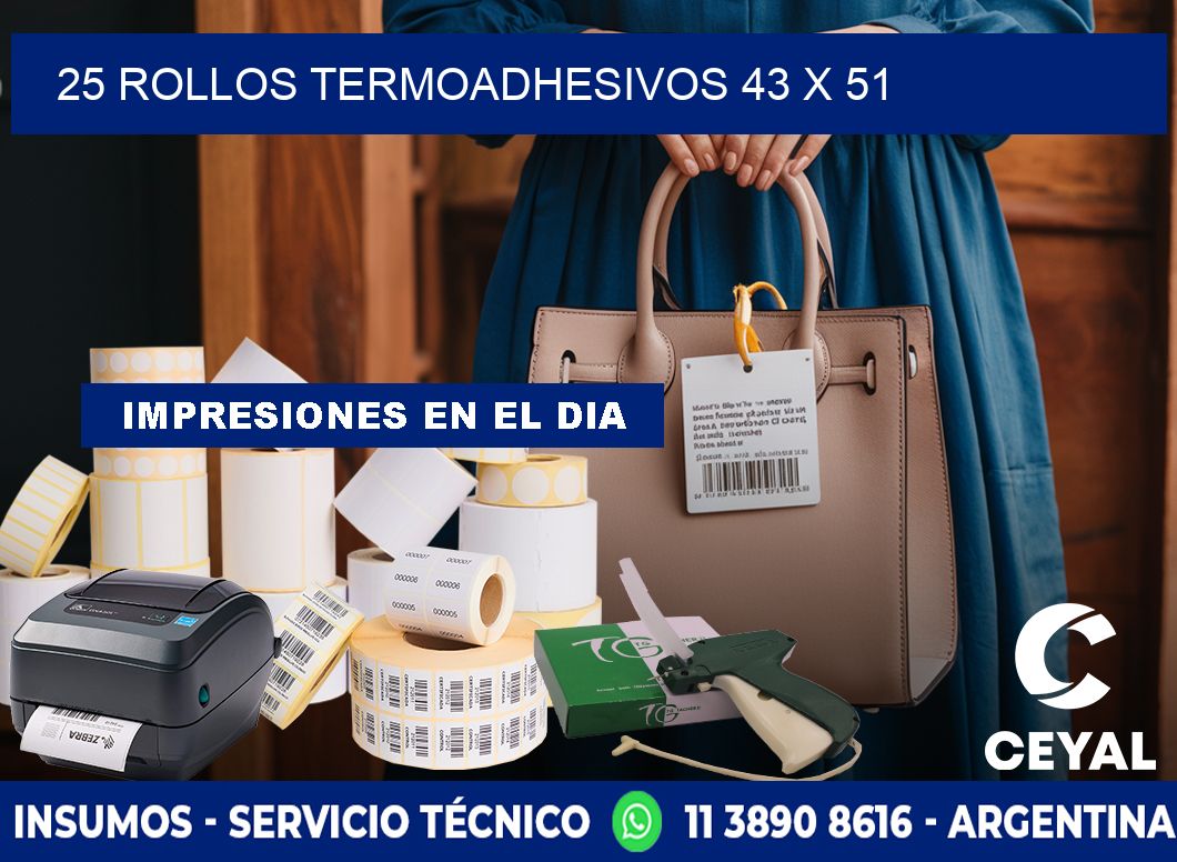 25 ROLLOS TERMOADHESIVOS 43 x 51