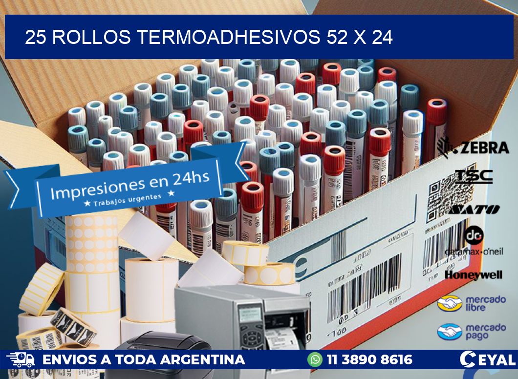 25 ROLLOS TERMOADHESIVOS 52 x 24