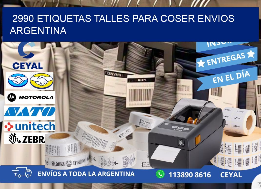 2990 ETIQUETAS TALLES PARA COSER ENVIOS ARGENTINA