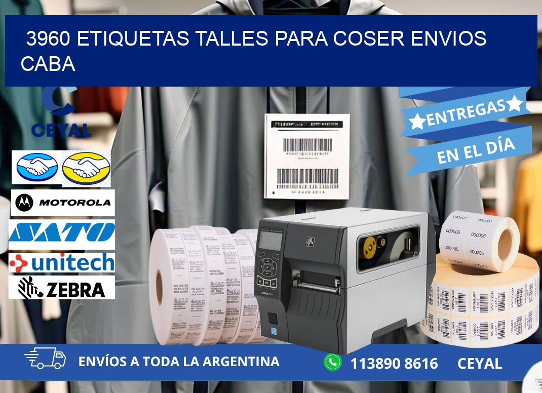 3960 ETIQUETAS TALLES PARA COSER ENVIOS CABA