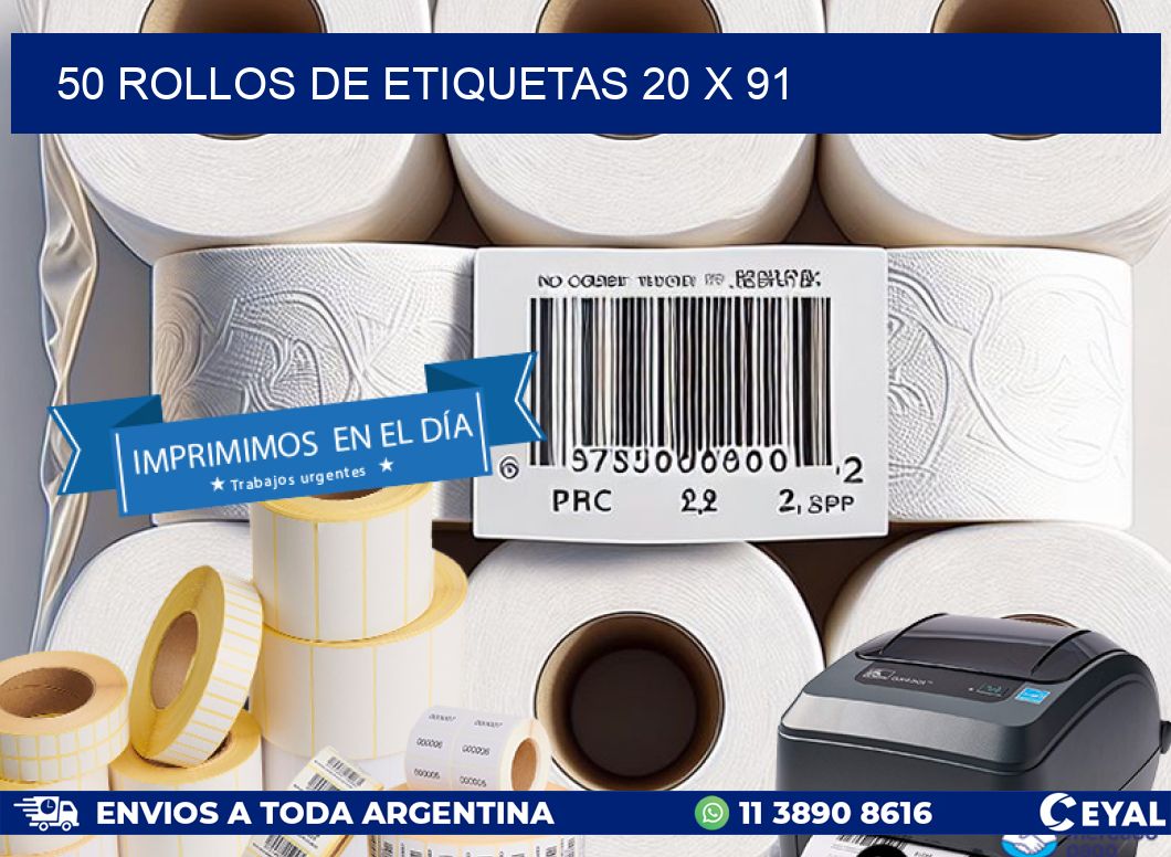 50 ROLLOS DE ETIQUETAS 20 x 91