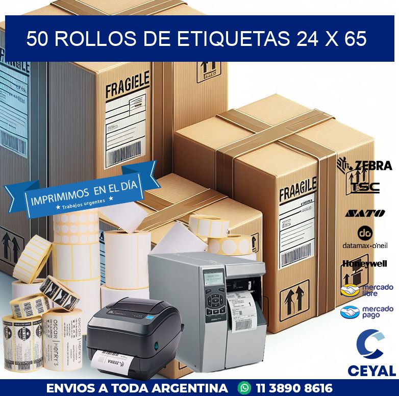 50 ROLLOS DE ETIQUETAS 24 x 65