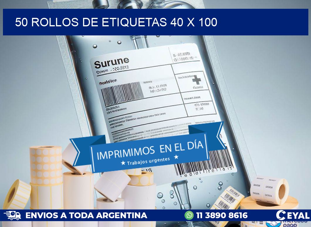 50 ROLLOS DE ETIQUETAS 40 x 100