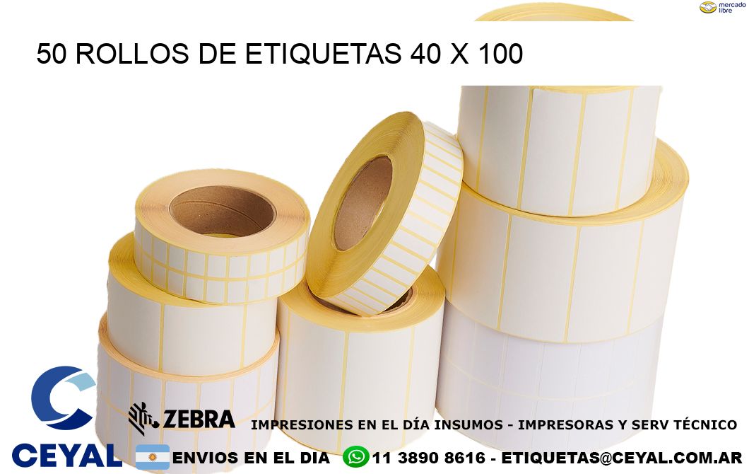 50 ROLLOS DE ETIQUETAS 40 x 100