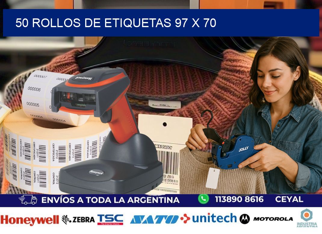 50 ROLLOS DE ETIQUETAS 97 x 70