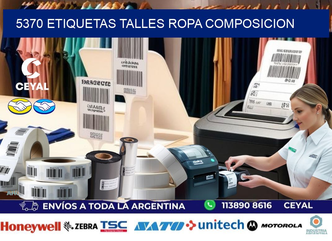 5370 ETIQUETAS TALLES ROPA COMPOSICION