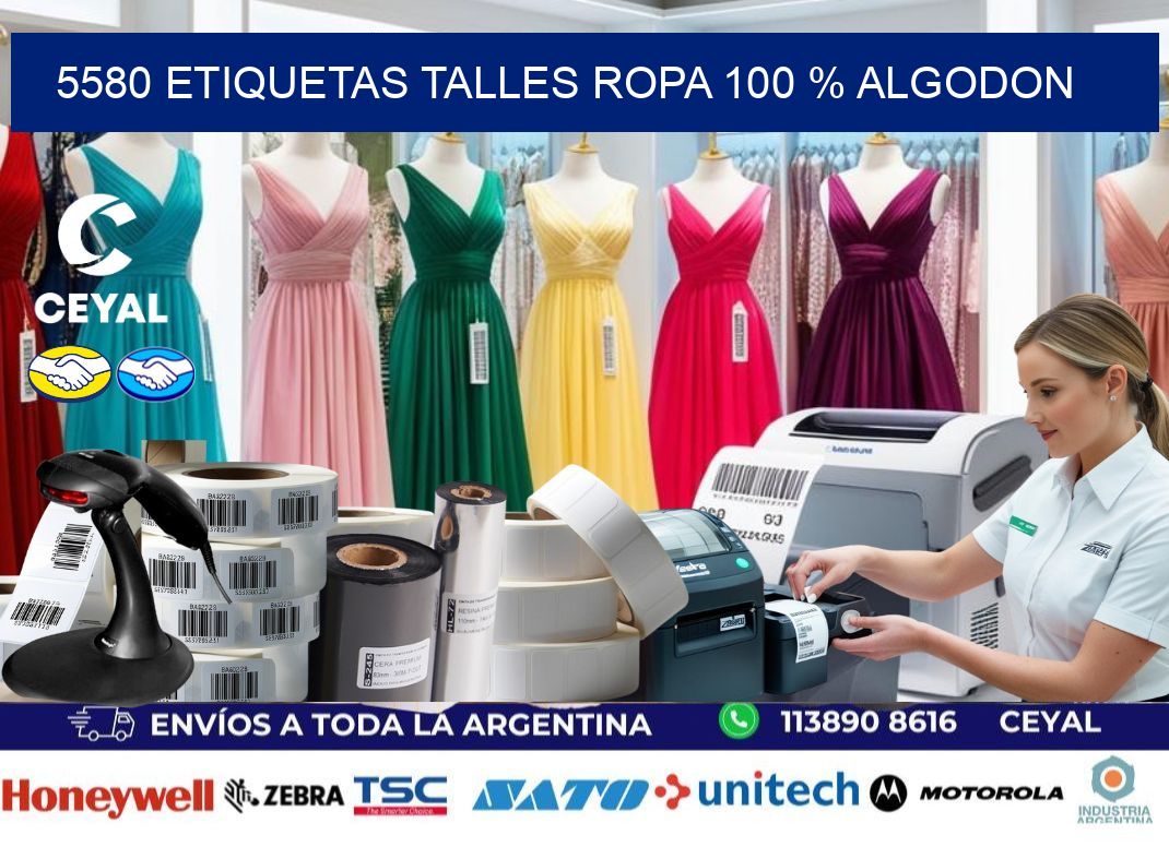 5580 ETIQUETAS TALLES ROPA 100 % ALGODON