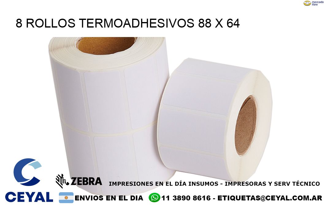 8 ROLLOS TERMOADHESIVOS 88 x 64