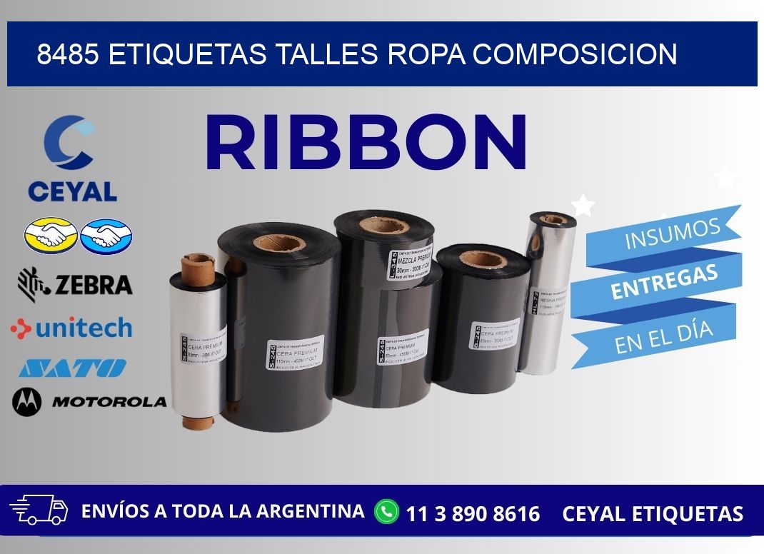 8485 ETIQUETAS TALLES ROPA COMPOSICION