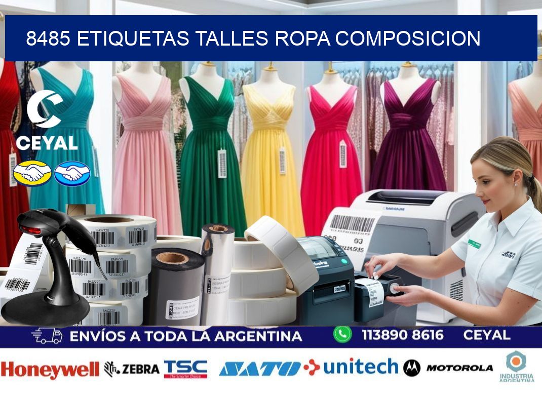 8485 ETIQUETAS TALLES ROPA COMPOSICION