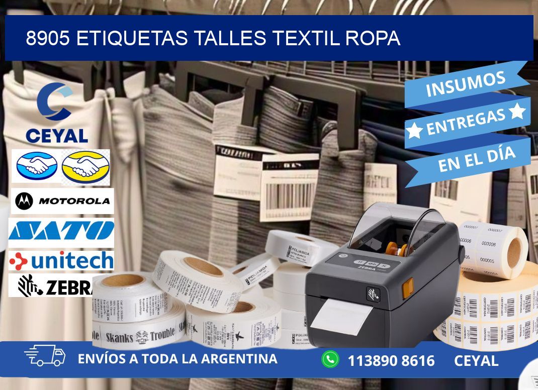 8905 ETIQUETAS TALLES TEXTIL ROPA