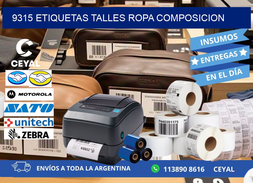 9315 ETIQUETAS TALLES ROPA COMPOSICION