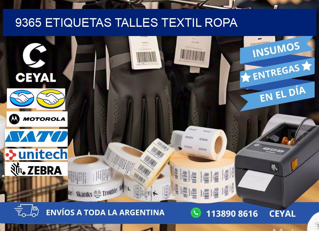 9365 ETIQUETAS TALLES TEXTIL ROPA