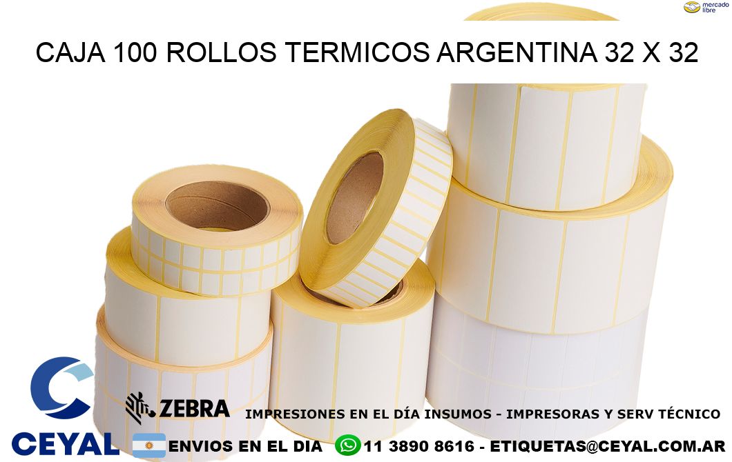 CAJA 100 ROLLOS TERMICOS ARGENTINA 32 x 32