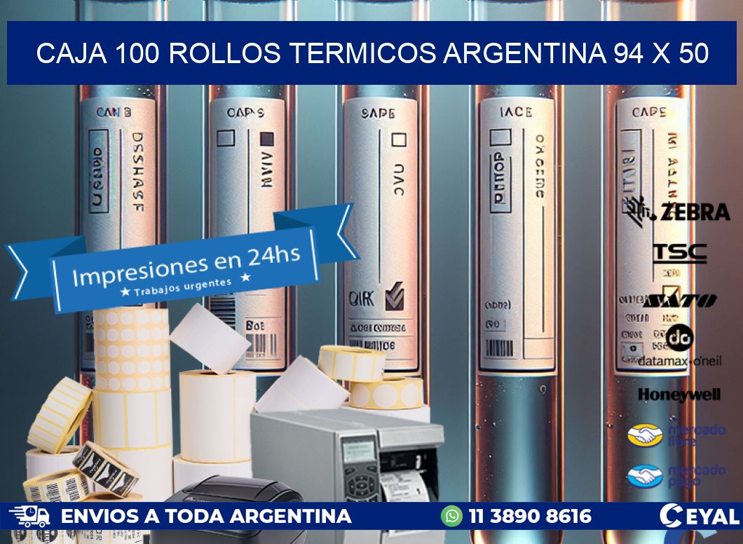 CAJA 100 ROLLOS TERMICOS ARGENTINA 94 x 50