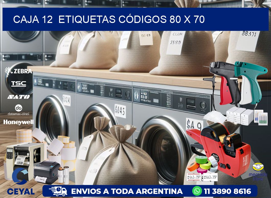 CAJA 12 ETIQUETAS CÓDIGOS 80 x 70