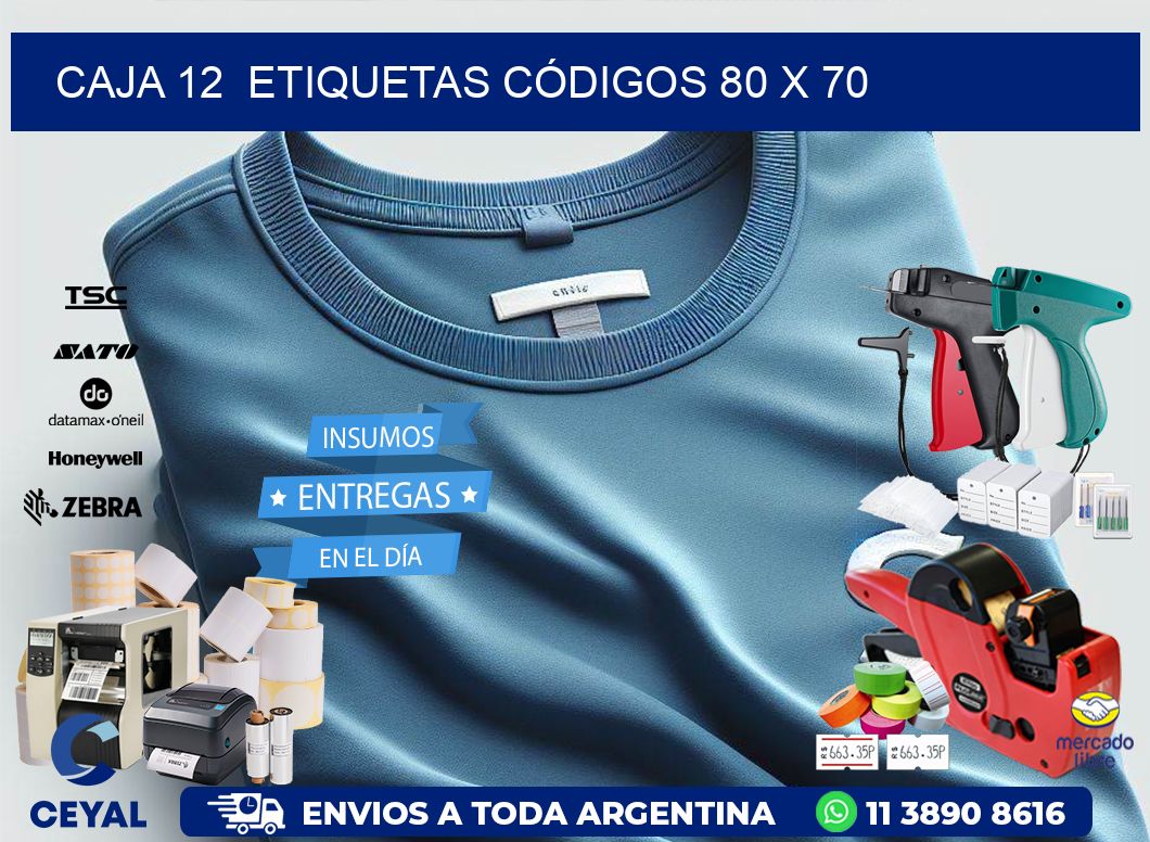 CAJA 12 ETIQUETAS CÓDIGOS 80 x 70