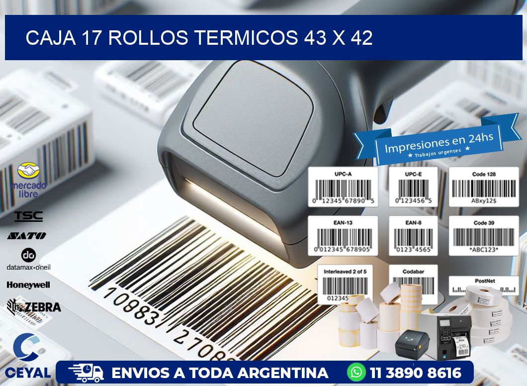 CAJA 17 ROLLOS TERMICOS 43 x 42