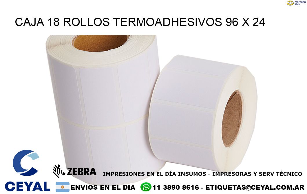 CAJA 18 ROLLOS TERMOADHESIVOS 96 x 24