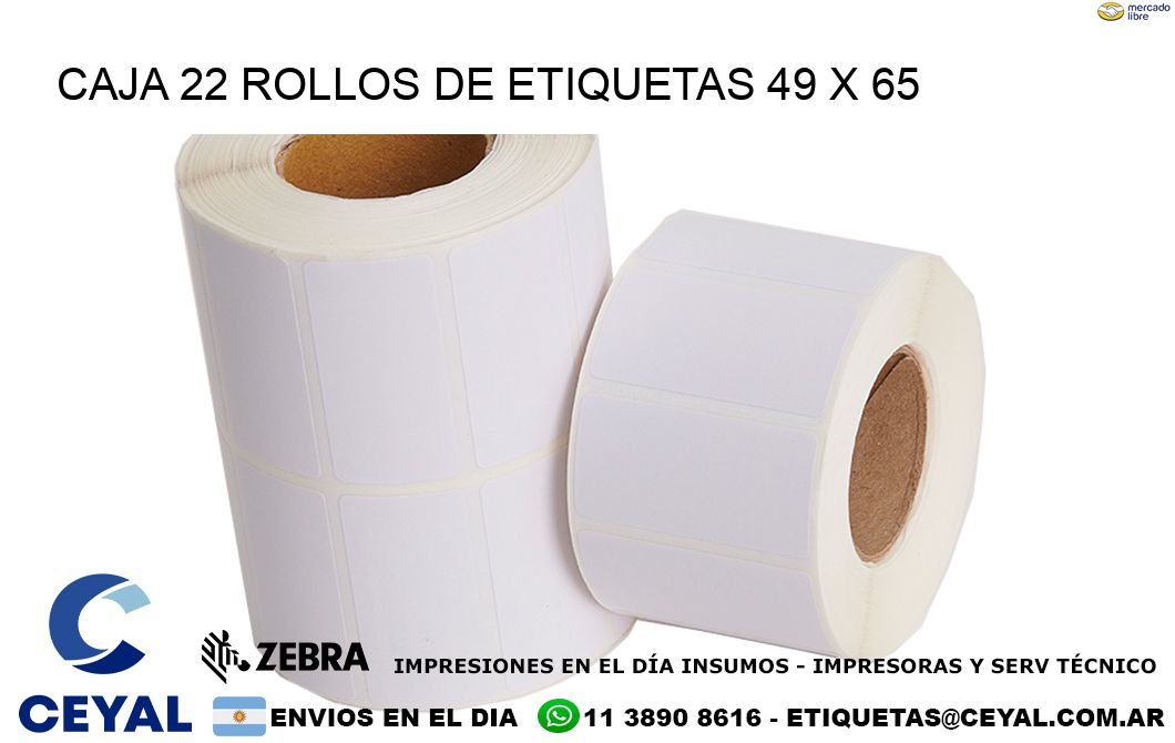 CAJA 22 ROLLOS DE ETIQUETAS 49 x 65