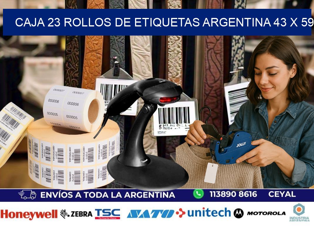 CAJA 23 ROLLOS DE ETIQUETAS ARGENTINA 43 x 59