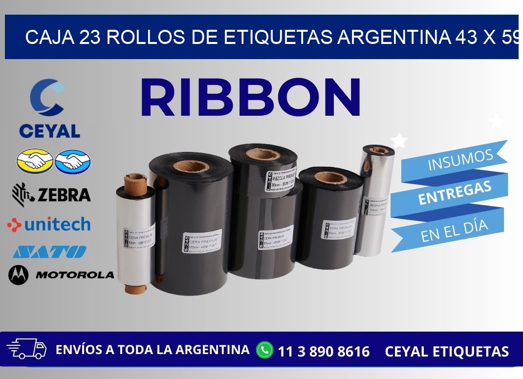 CAJA 23 ROLLOS DE ETIQUETAS ARGENTINA 43 x 59