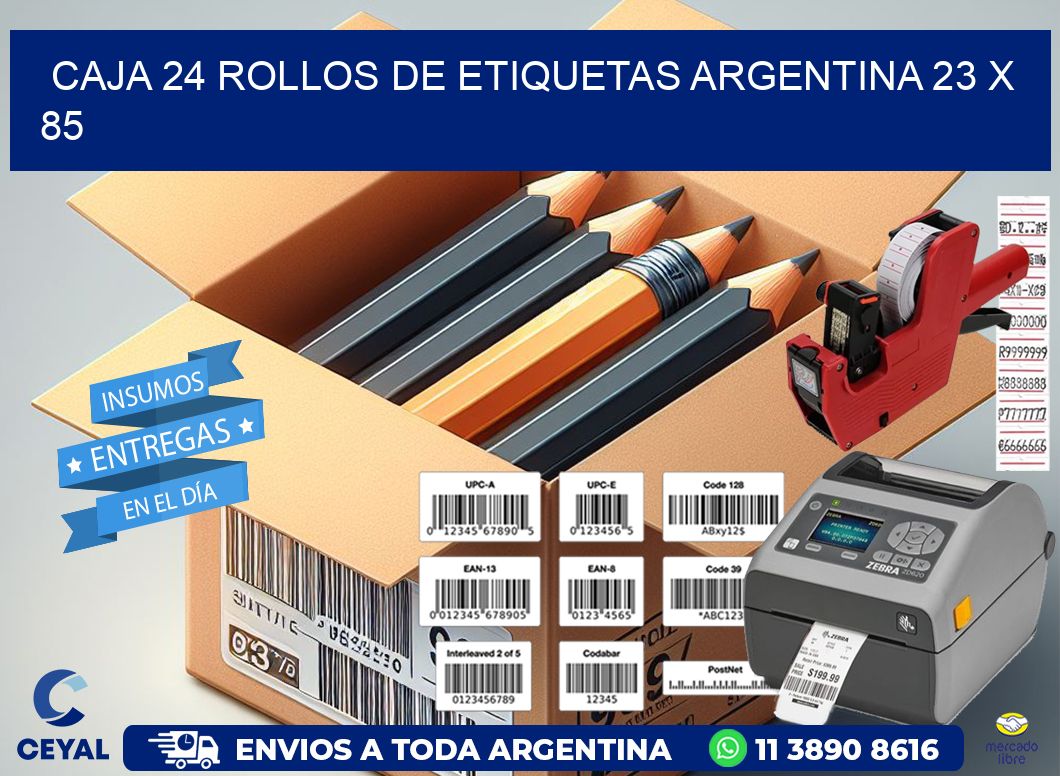CAJA 24 ROLLOS DE ETIQUETAS ARGENTINA 23 x 85