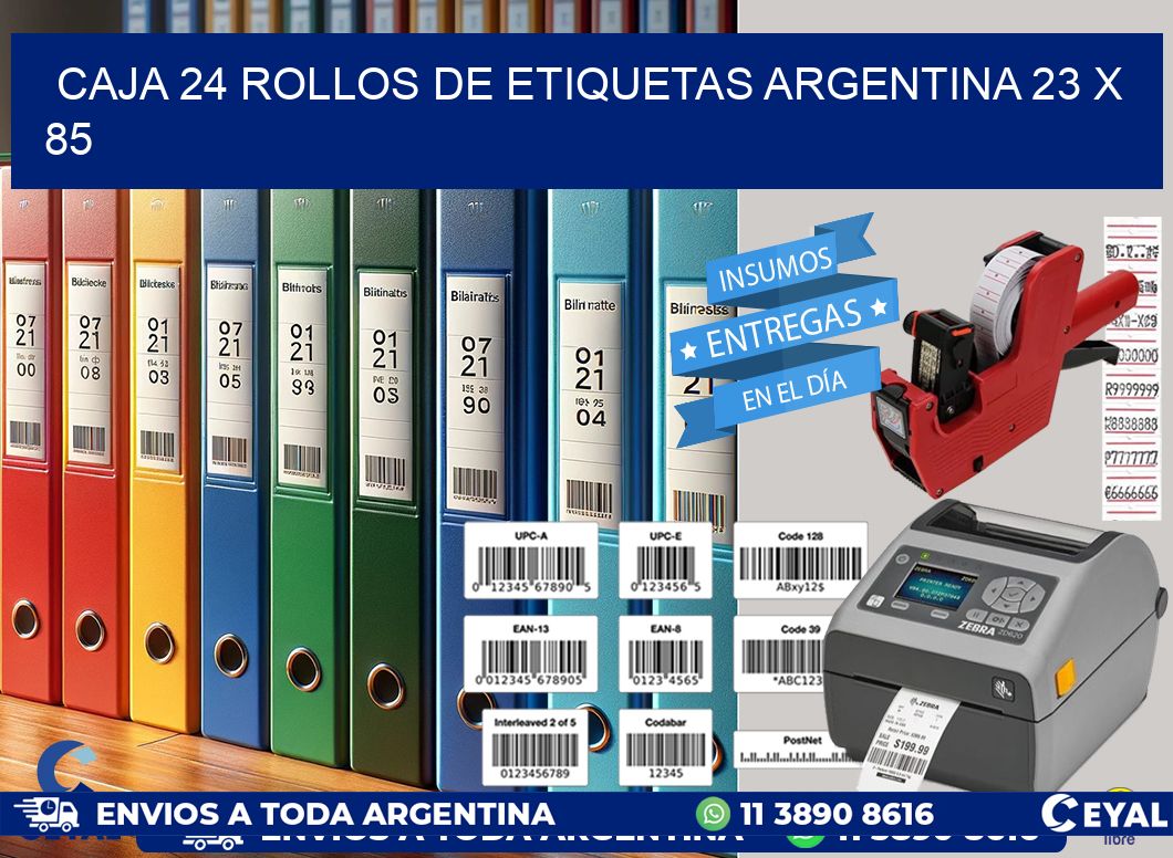 CAJA 24 ROLLOS DE ETIQUETAS ARGENTINA 23 x 85