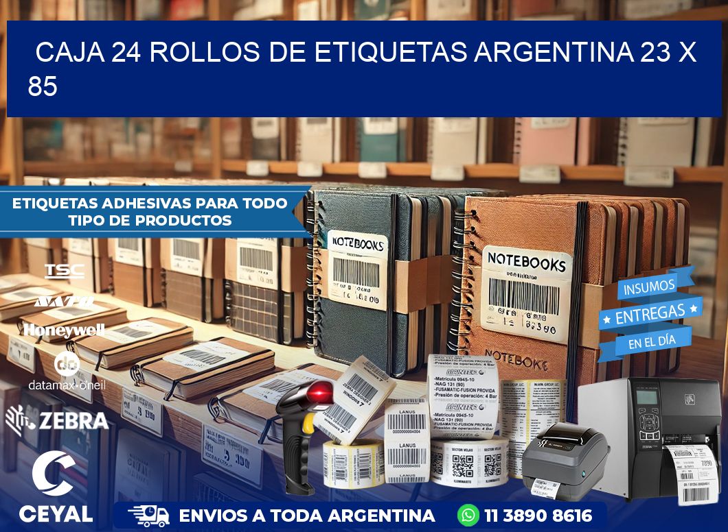 CAJA 24 ROLLOS DE ETIQUETAS ARGENTINA 23 x 85