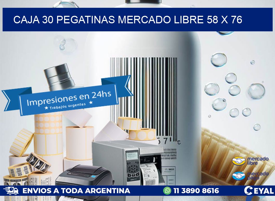 CAJA 30 PEGATINAS MERCADO LIBRE 58 x 76