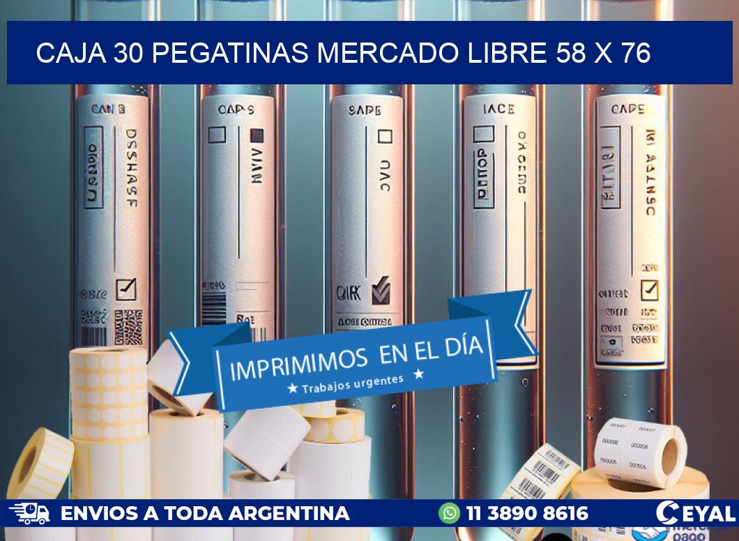 CAJA 30 PEGATINAS MERCADO LIBRE 58 x 76