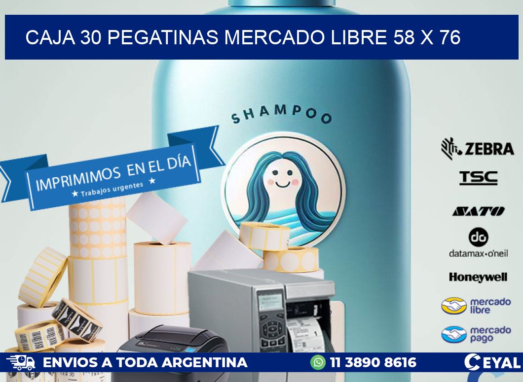 CAJA 30 PEGATINAS MERCADO LIBRE 58 x 76