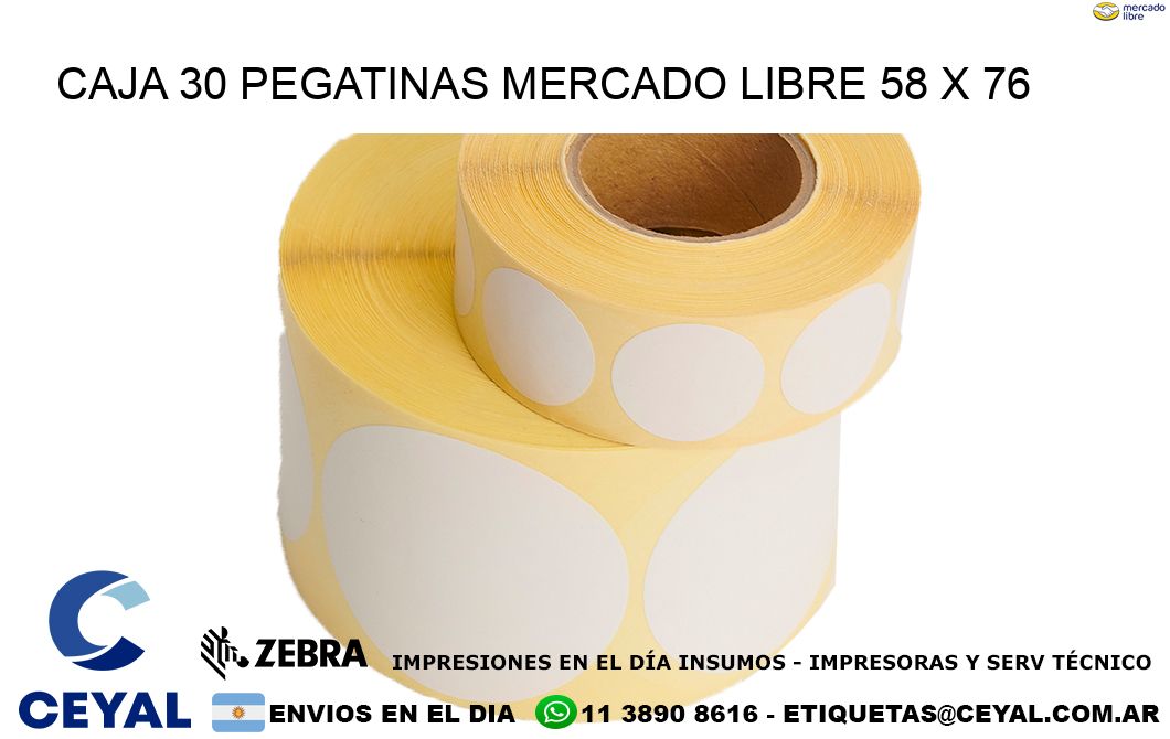 CAJA 30 PEGATINAS MERCADO LIBRE 58 x 76