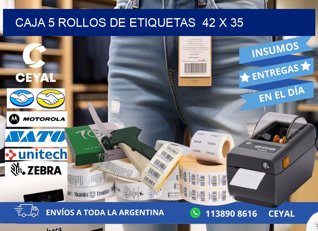 CAJA 5 ROLLOS DE ETIQUETAS 42 x 35