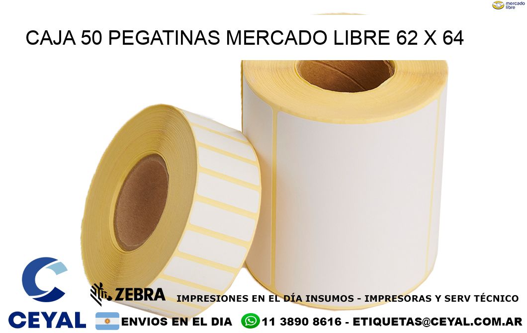 CAJA 50 PEGATINAS MERCADO LIBRE 62 x 64