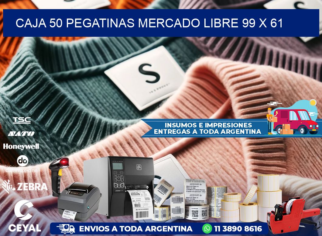 CAJA 50 PEGATINAS MERCADO LIBRE 99 x 61