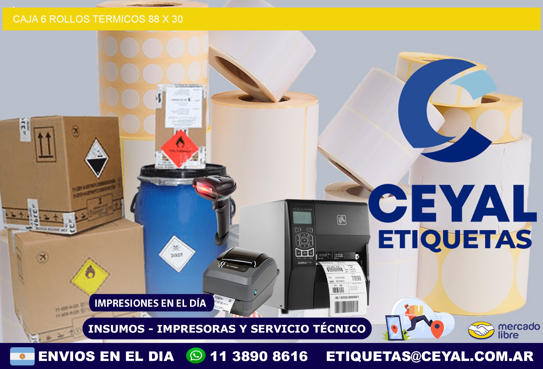 CAJA 6 ROLLOS TERMICOS 88 x 30