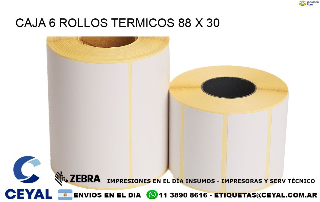 CAJA 6 ROLLOS TERMICOS 88 x 30