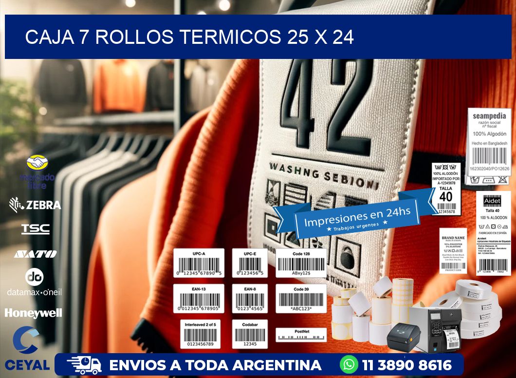 CAJA 7 ROLLOS TERMICOS 25 x 24