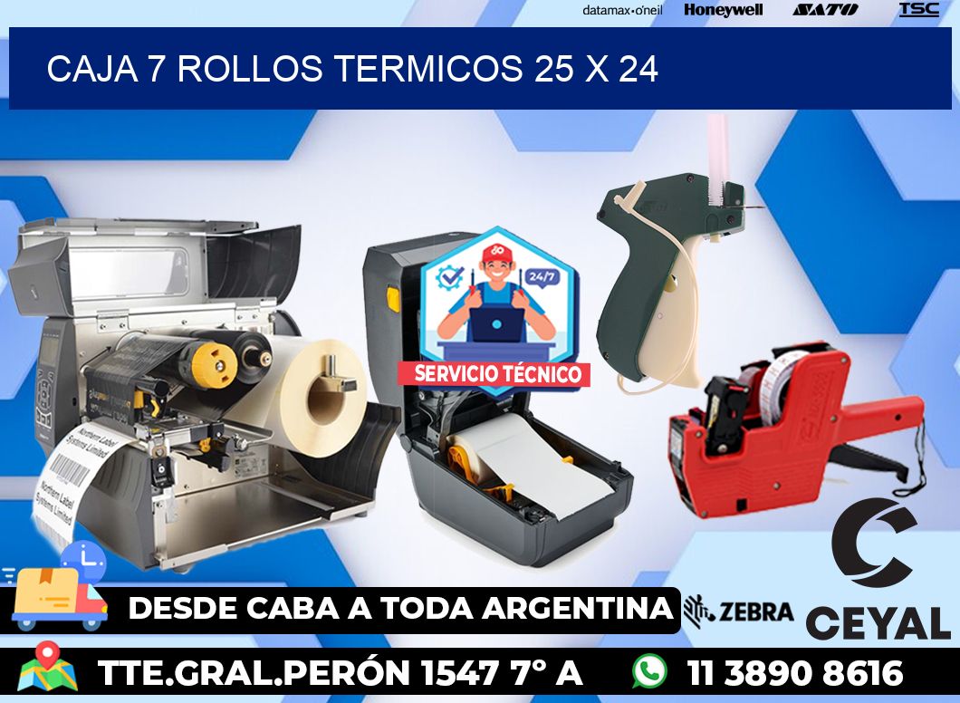 CAJA 7 ROLLOS TERMICOS 25 x 24