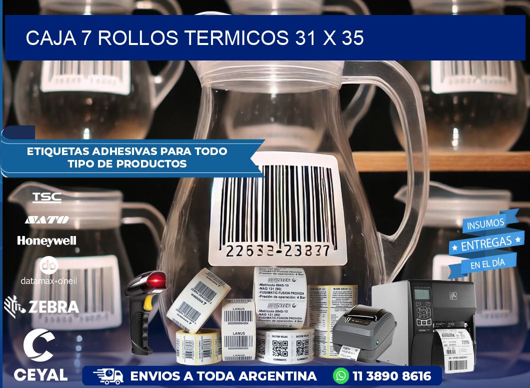CAJA 7 ROLLOS TERMICOS 31 x 35